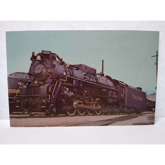 Railroad Postcard Virginian 507 Locomotive Steam Train Audio Visual Virginia - Picture 1 of 2